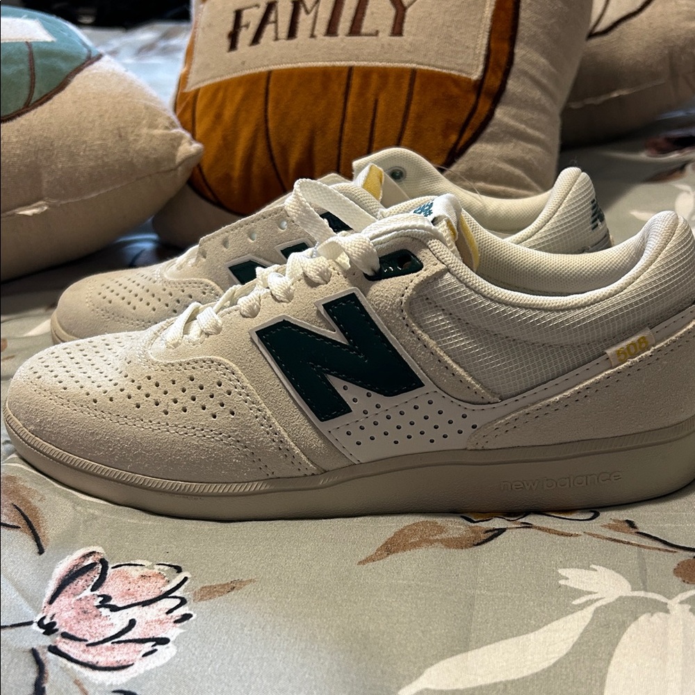 New Balance White and Yellow Sneakers